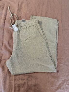 Banana Republic Factory linen blend drawstring pants petite L NWT
